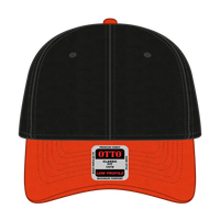 OTTO 19-536 6 Panel Low Profile Baseball Cap - Org/Blk/Blk - Org/Blk/Blk / 6 1/2’’ - 7 5/8’’