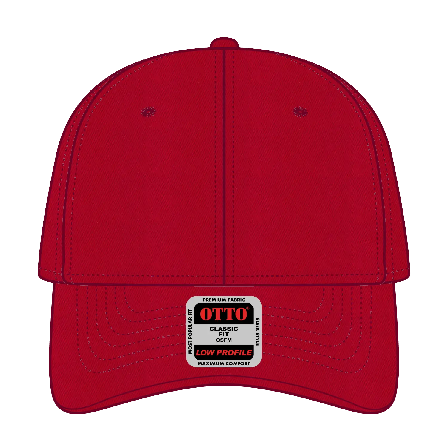 OTTO 19-536 6 Panel Low Profile Baseball Cap - Red - Red / 6 1/2’’ - 7 5/8’’