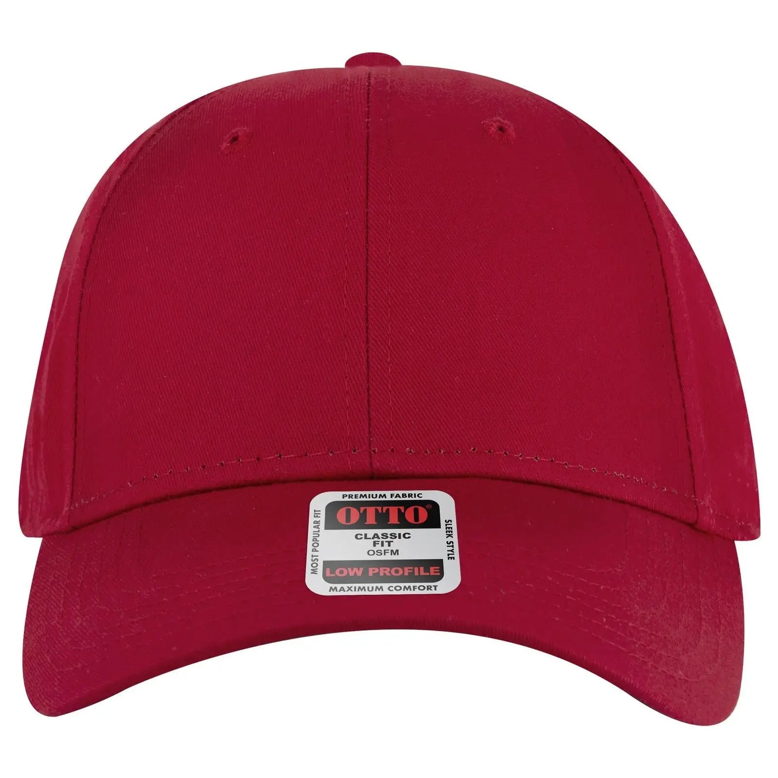 OTTO 19-536 6 Panel Low Profile Baseball Cap - Red - Red / 6 1/2’’ - 7 5/8’’