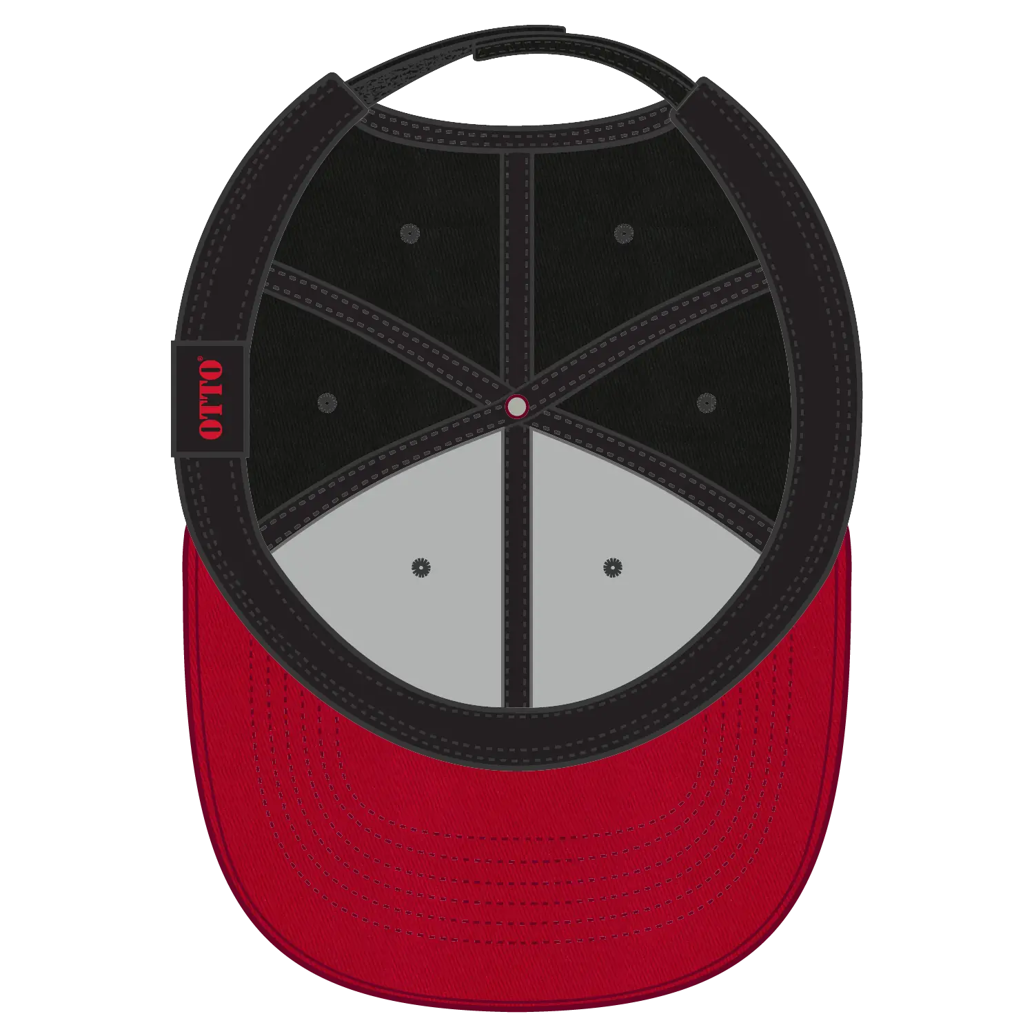 OTTO 19-536 6 Panel Low Profile Baseball Cap - Red/Blk/Blk - Red/Blk/Blk / 6 1/2’’ - 7 5/8’’
