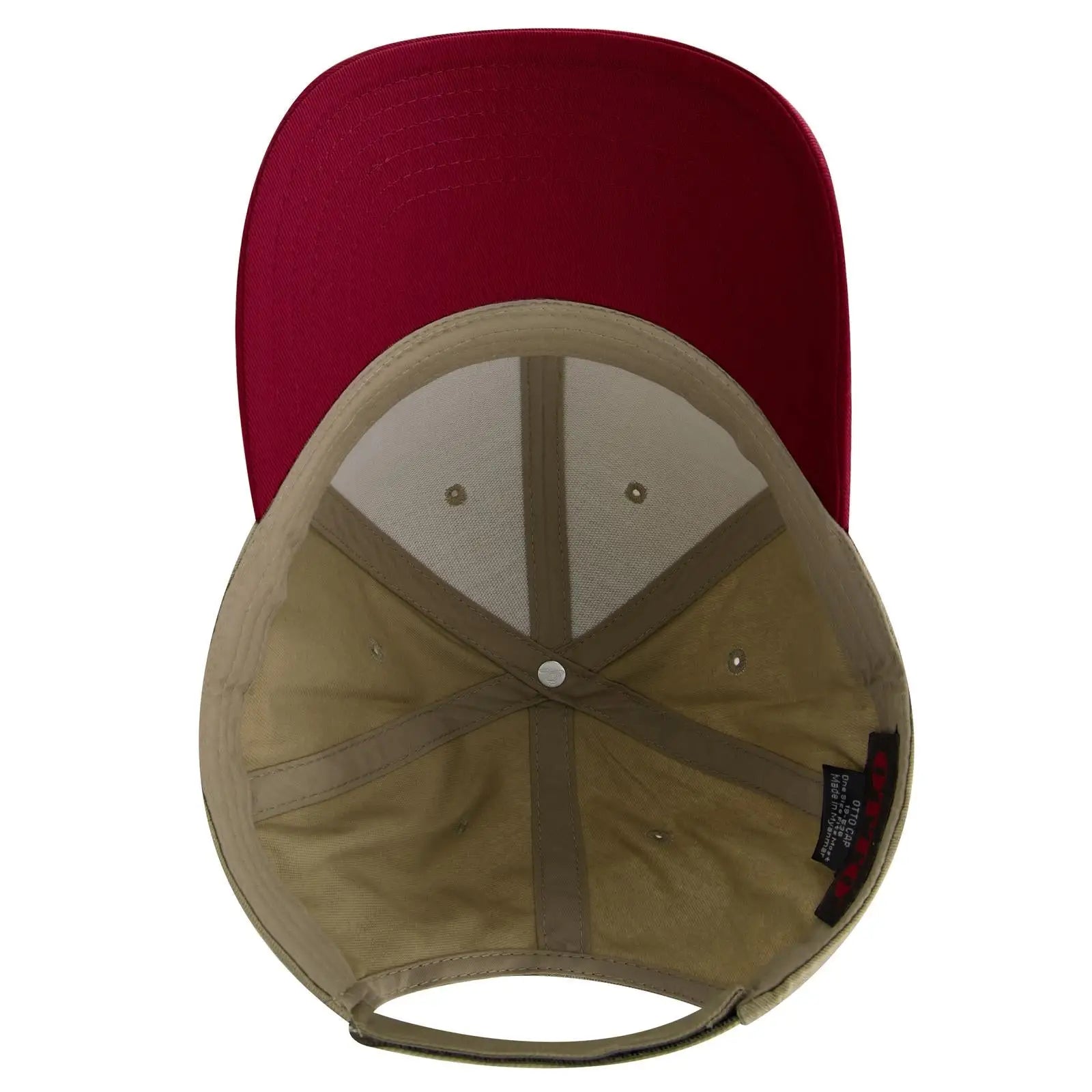 OTTO 19-536 6 Panel Low Profile Baseball Cap - Red/Kha/Kha - Red/Kha/Kha / 6 1/2’’ - 7 5/8’’