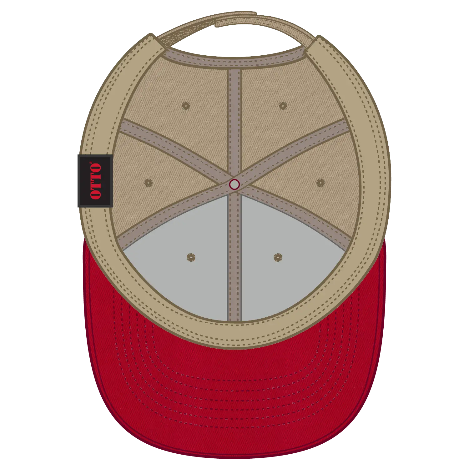 OTTO 19-536 6 Panel Low Profile Baseball Cap - Red/Kha/Kha - Red/Kha/Kha / 6 1/2’’ - 7 5/8’’