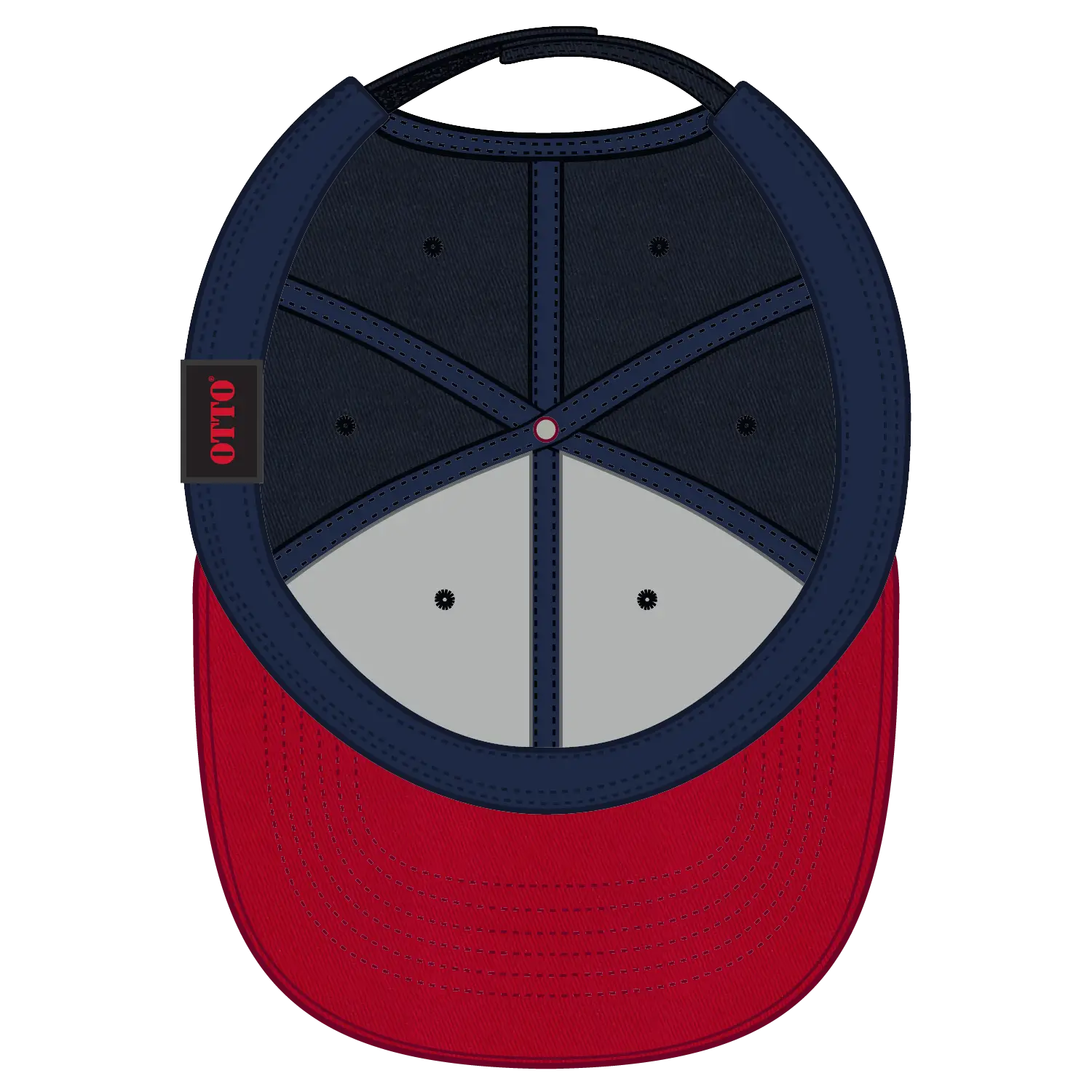OTTO 19-536 6 Panel Low Profile Baseball Cap - Red/Nvy/Nvy - Red/Nvy/Nvy / 6 1/2’’ - 7 5/8’’