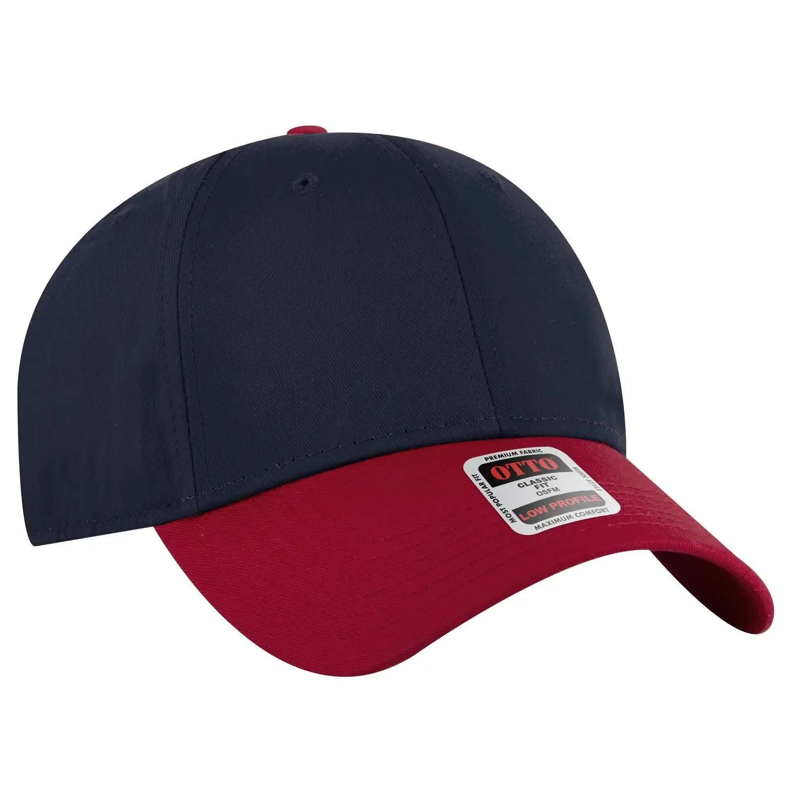 OTTO 19-536 6 Panel Low Profile Baseball Cap - Red/Nvy/Nvy - Red/Nvy/Nvy / 6 1/2’’ - 7 5/8’’