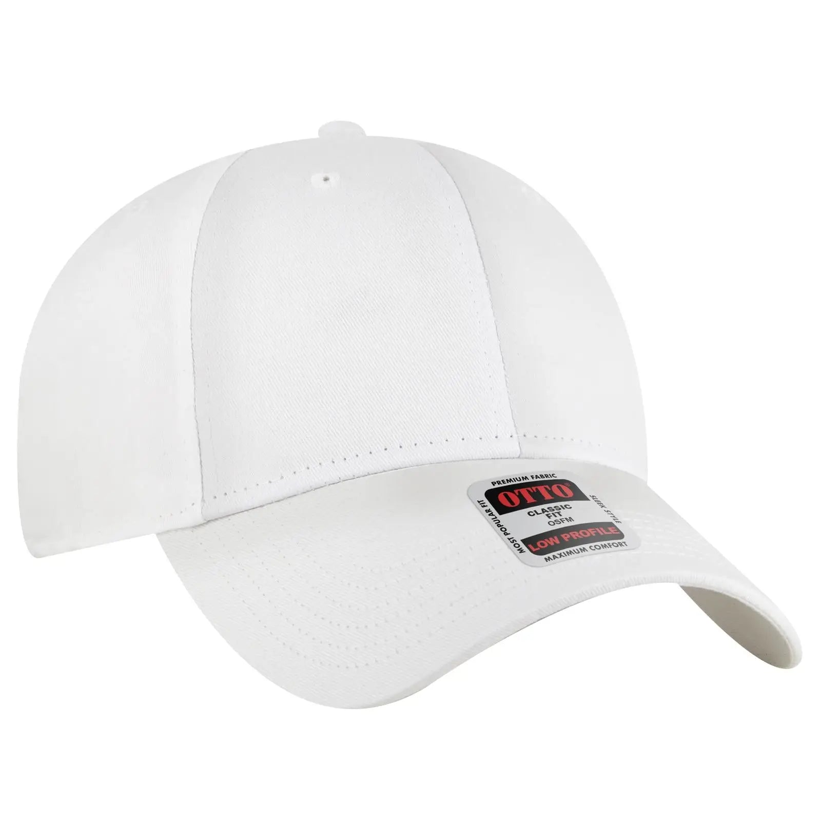 OTTO 19-536 6 Panel Low Profile Baseball Cap - White - White / 6 1/2’’ - 7 5/8’’