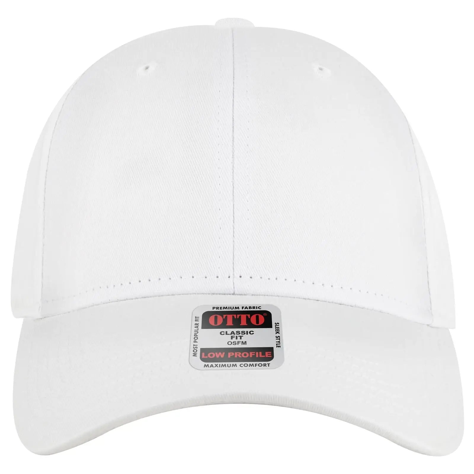 OTTO 19-536 6 Panel Low Profile Baseball Cap - White - White / 6 1/2’’ - 7 5/8’’