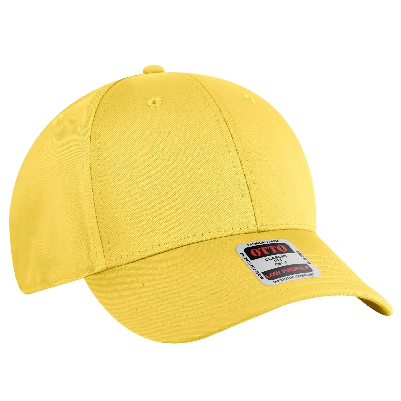 OTTO 19-536 6 Panel Low Profile Baseball Cap - Yellow - Yellow / 6 1/2’’ - 7 5/8’’
