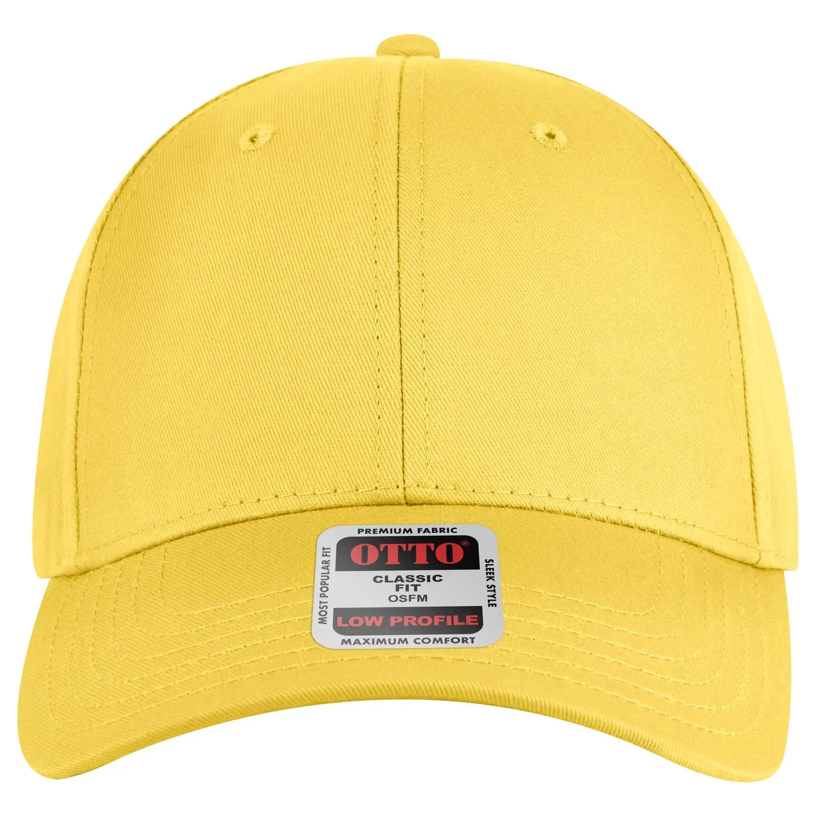 OTTO 19-536 6 Panel Low Profile Baseball Cap - Yellow - Yellow / 6 1/2’’ - 7 5/8’’