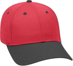 OTTO 19-536 Cotton Twill Low Profile Pro Style Cap with 6 Embroidered Eyelets - Black Red Red - Black Red / One Size