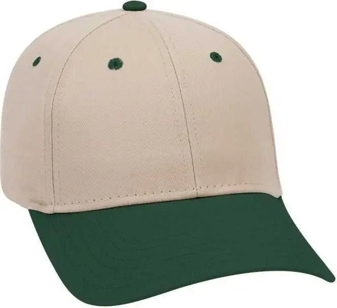 OTTO 19-536 Cotton Twill Low Profile Pro Style Cap with 6 Embroidered Eyelets - Dark Green Khaki Khaki - Forest Khaki