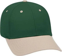 OTTO 19 536 Cotton Twill Low Profile Pro Style Cap with 6 Embroidered Eyelets Khaki Dark Green Dark Green Khaki Forest