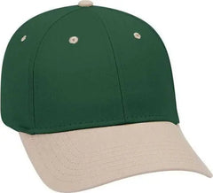 OTTO 19 536 Cotton Twill Low Profile Pro Style Cap with 6 Embroidered Eyelets Khaki Dark Green Dark Green Khaki Forest