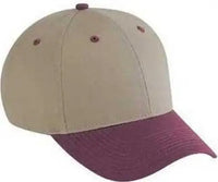 OTTO 19-536 Cotton Twill Low Profile Pro Style Cap with 6 Embroidered Eyelets - Maroon Khaki Khaki - Maroon Khaki