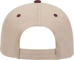 OTTO 19-536 Cotton Twill Low Profile Pro Style Cap with 6 Embroidered Eyelets - Maroon Khaki Khaki - Maroon Khaki