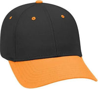 OTTO 19-536 Cotton Twill Low Profile Pro Style Cap with 6 Embroidered Eyelets - Orange Black Black - Orange Black
