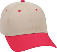 OTTO 19 536 Cotton Twill Low Profile Pro Style Cap with 6 Embroidered Eyelets Red Khaki Khaki Red Khaki / One Size Fits