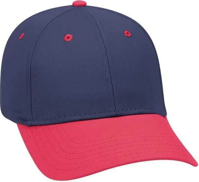 OTTO 19-536 Cotton Twill Low Profile Pro Style Cap with 6 Embroidered Eyelets - Red Navy Navy - Red Navy / One Size