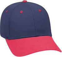 OTTO 19-536 Cotton Twill Low Profile Pro Style Cap with 6 Embroidered Eyelets - Red Navy Navy - Red Navy / One Size