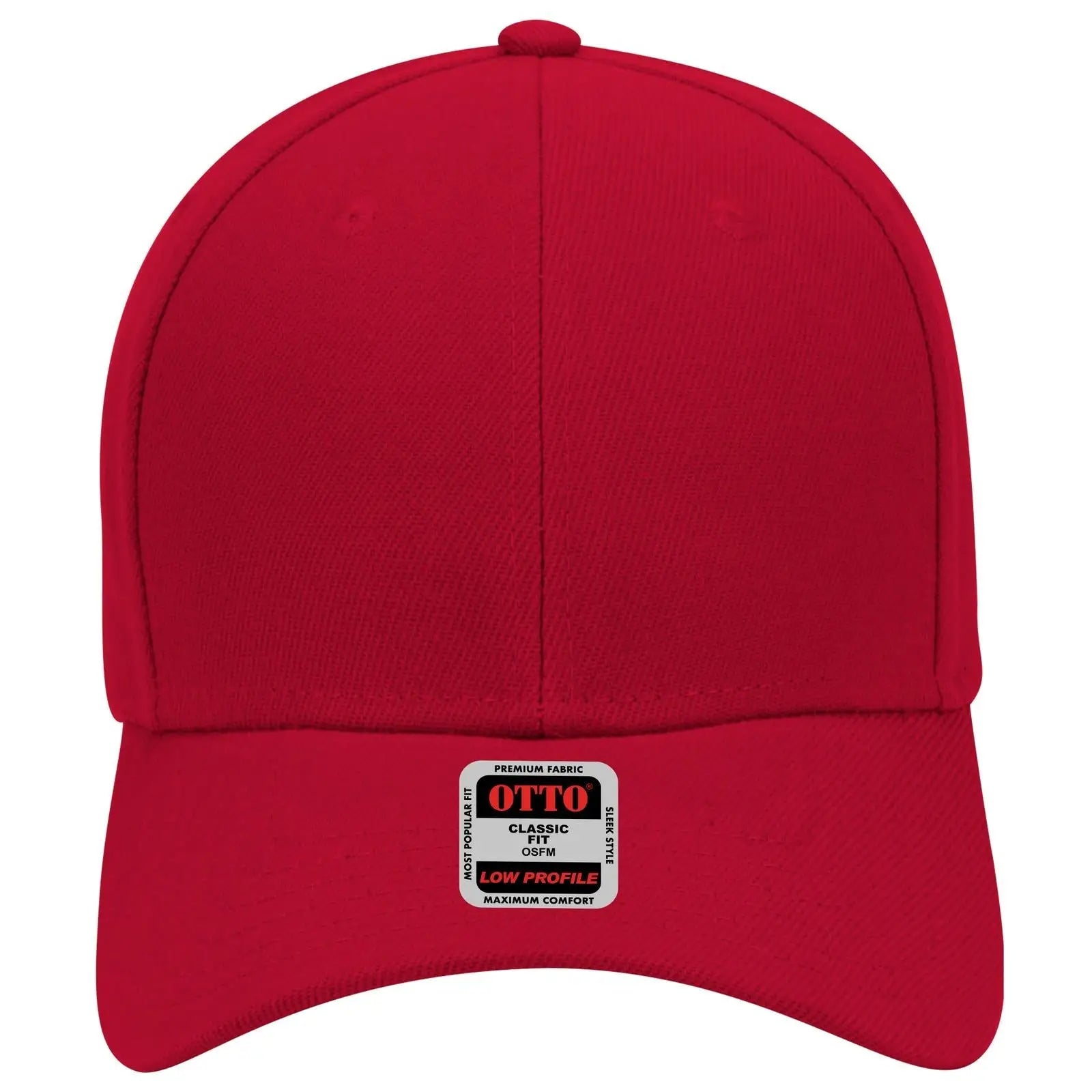 OTTO 19-609 6 Panel Low Profile Baseball Cap - Red - Red / 6 1/2’’ - 7 5/8’’
