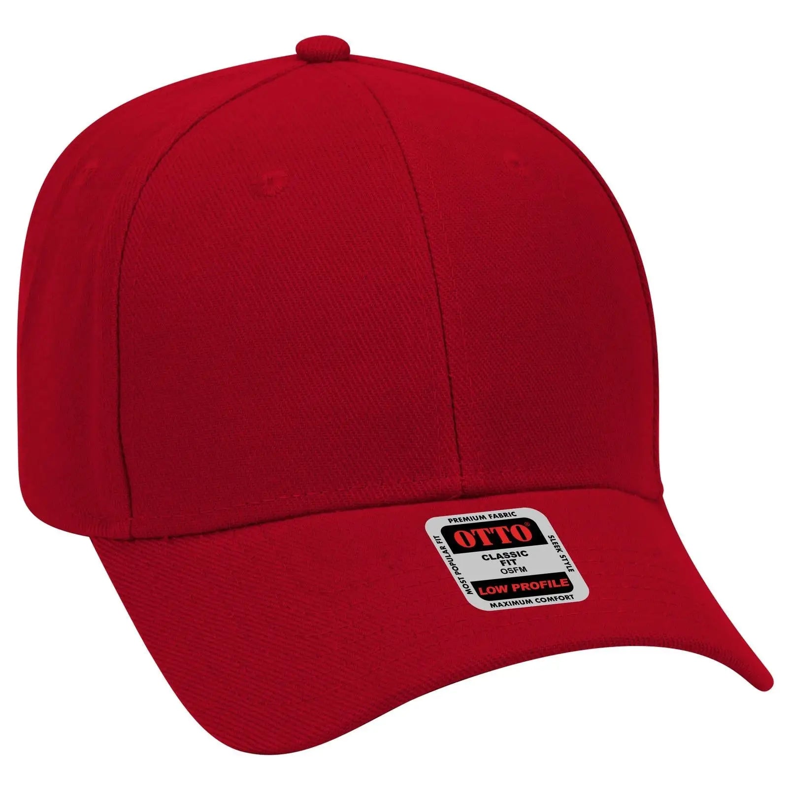 OTTO 19-609 6 Panel Low Profile Baseball Cap - Red - Red / 6 1/2’’ - 7 5/8’’