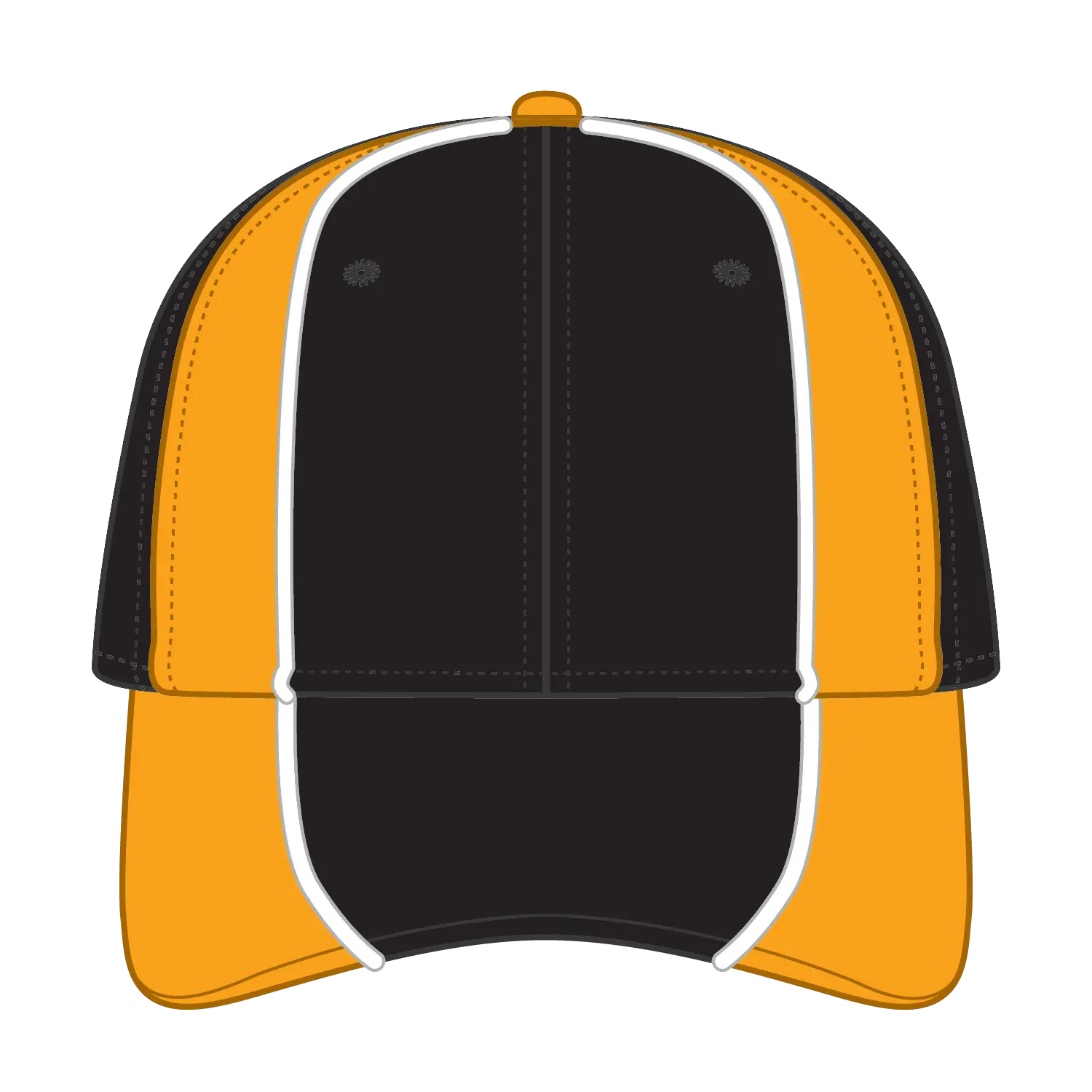 OTTO 19-701 6 Panel Low Profile Baseball Cap - Blk/Gld/Wht - Blk/Gld/Wht / 6 1/2’’ - 7 5/8’’