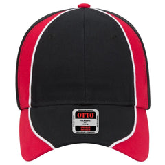 OTTO 19-701 6 Panel Low Profile Baseball Cap - Blk/Red/Wht - Blk/Red/Wht / 6 1/2’’ - 7 5/8’’