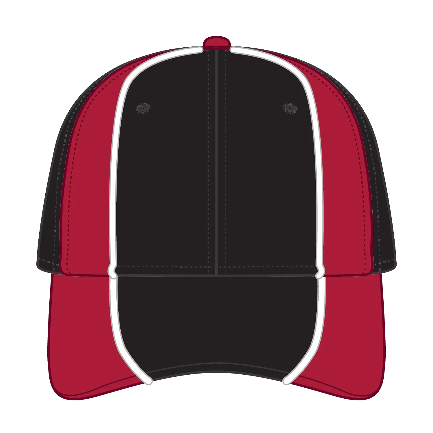 OTTO 19-701 6 Panel Low Profile Baseball Cap - Blk/Red/Wht - Blk/Red/Wht / 6 1/2’’ - 7 5/8’’