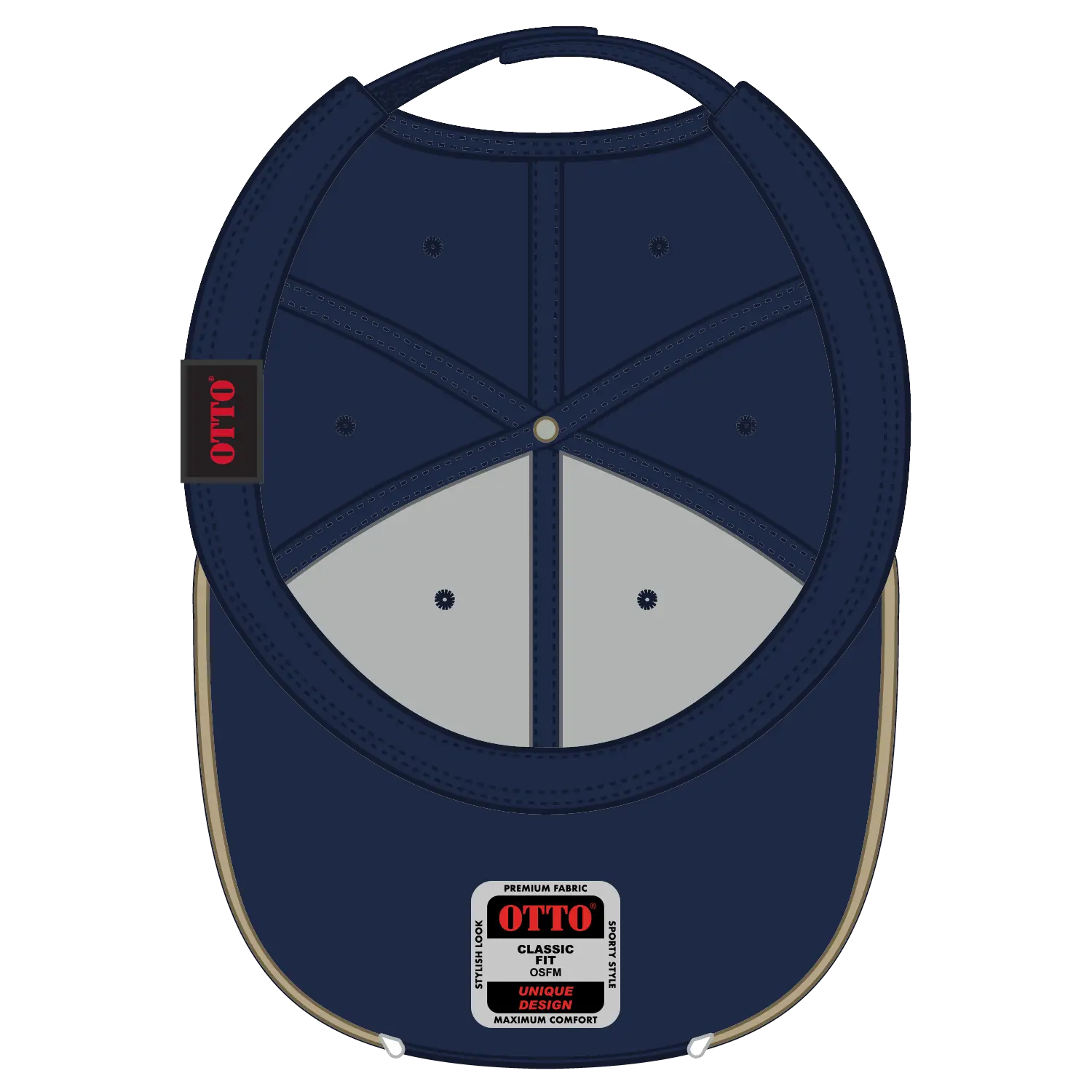 OTTO 19-701 6 Panel Low Profile Baseball Cap - Nvy/Kha/Wht - Nvy/Kha/Wht / 6 1/2’’ - 7 5/8’’