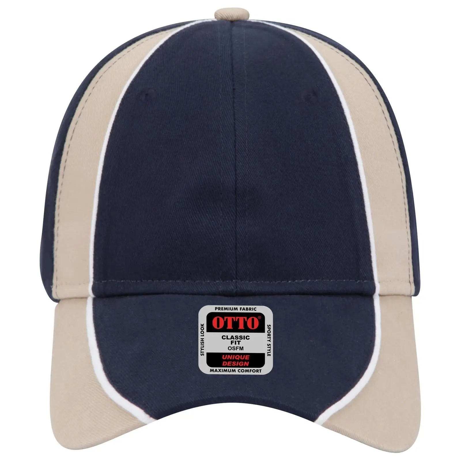 OTTO 19-701 6 Panel Low Profile Baseball Cap - Nvy/Kha/Wht - Nvy/Kha/Wht / 6 1/2’’ - 7 5/8’’