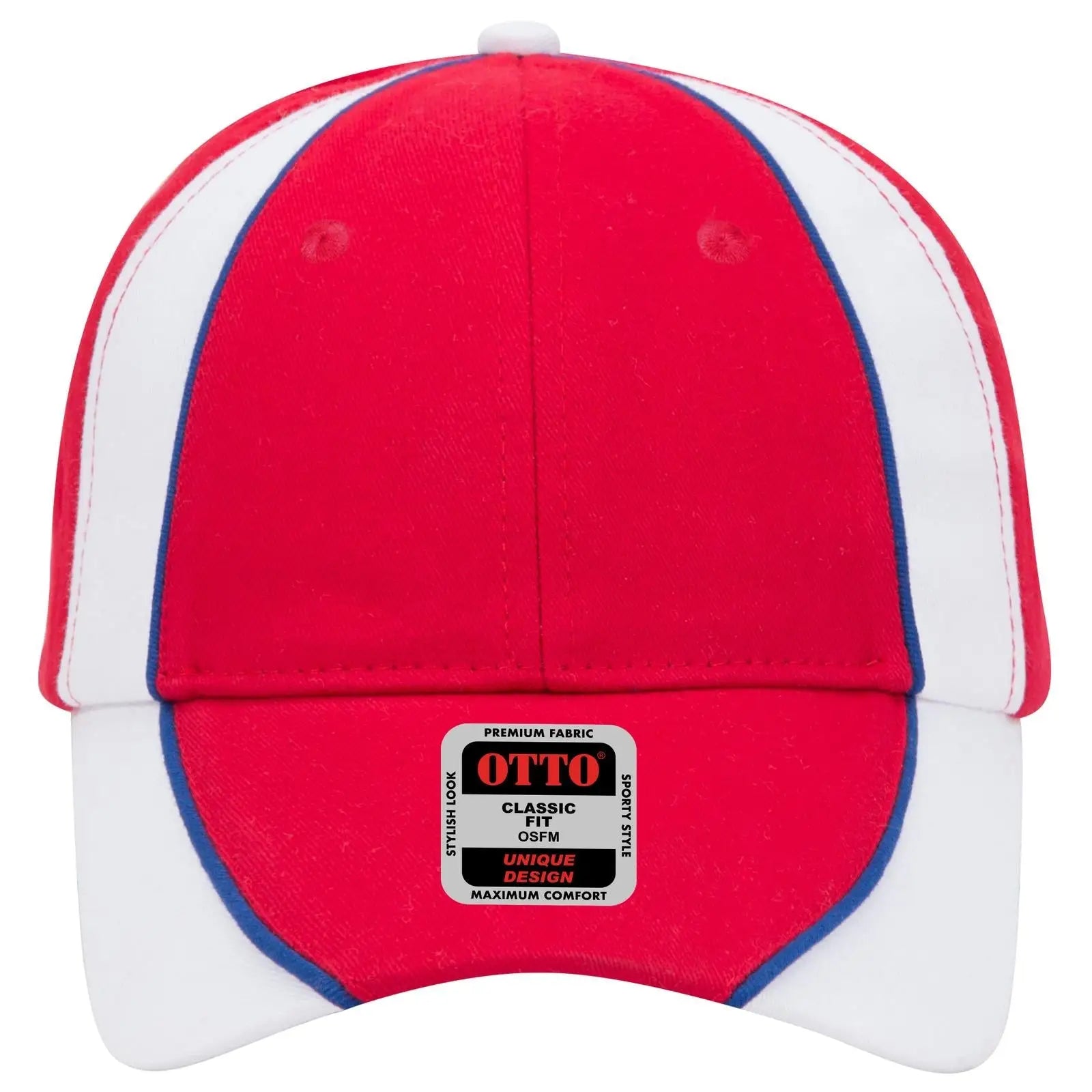 OTTO 19-701 6 Panel Low Profile Baseball Cap - Red/Wht/Ryl - Red/Wht/Ryl / 6 1/2’’ - 7 5/8’’