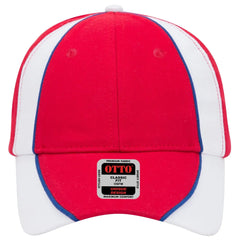 OTTO 19-701 6 Panel Low Profile Baseball Cap - Red/Wht/Ryl - Red/Wht/Ryl / 6 1/2’’ - 7 5/8’’