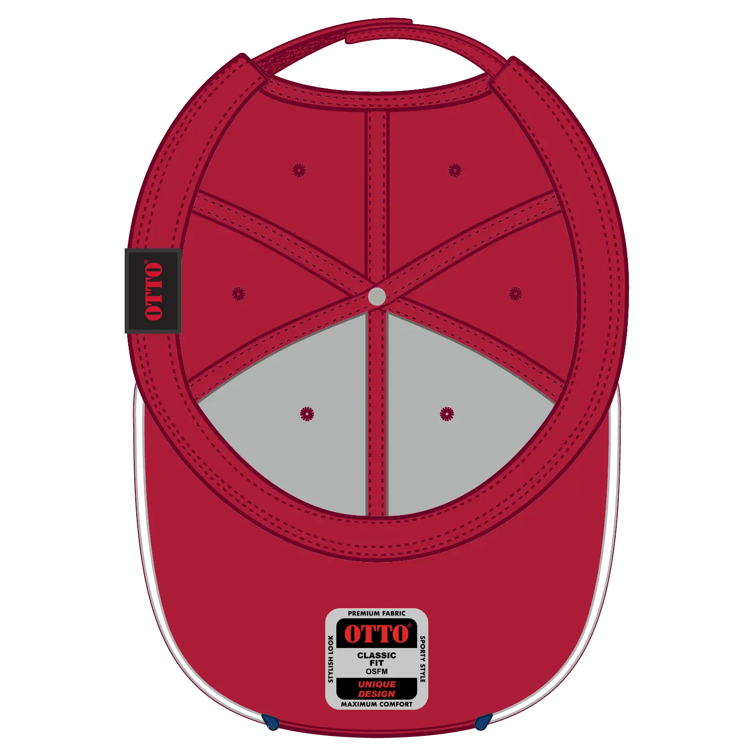 OTTO 19-701 6 Panel Low Profile Baseball Cap - Red/Wht/Ryl - Red/Wht/Ryl / 6 1/2’’ - 7 5/8’’