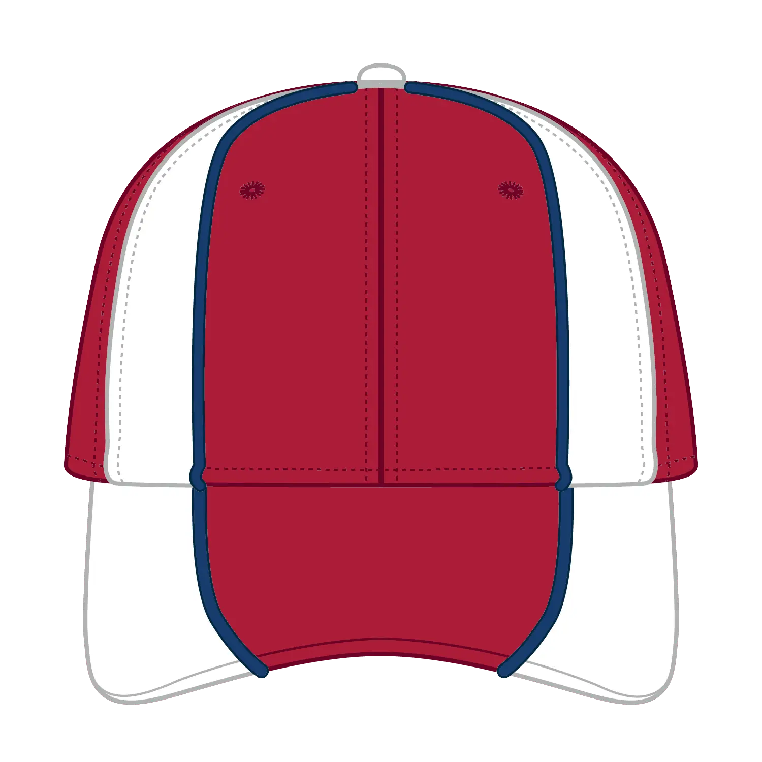 OTTO 19-701 6 Panel Low Profile Baseball Cap - Red/Wht/Ryl - Red/Wht/Ryl / 6 1/2’’ - 7 5/8’’