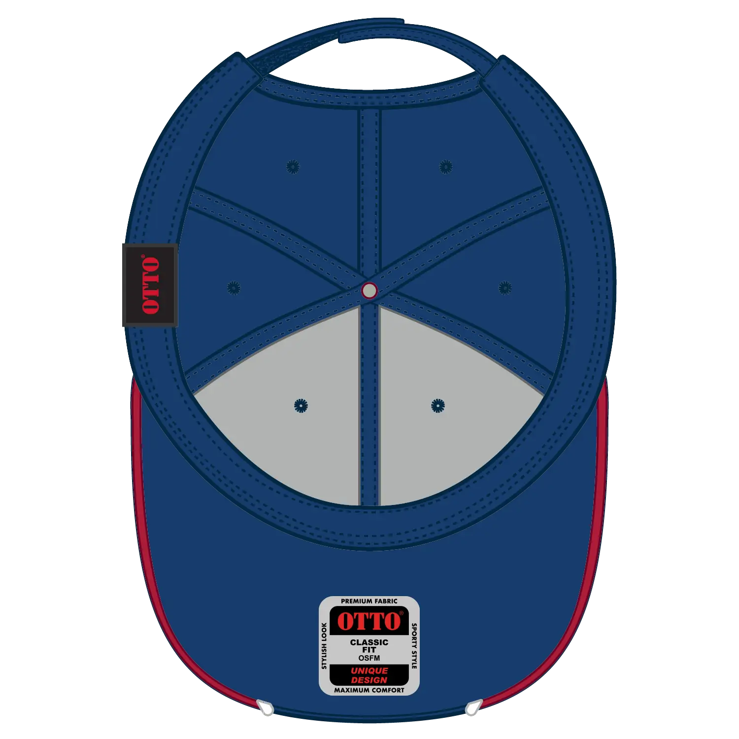 OTTO 19-701 6 Panel Low Profile Baseball Cap - Ryl/Red/Wht - Ryl/Red/Wht / 6 1/2’’ - 7 5/8’’