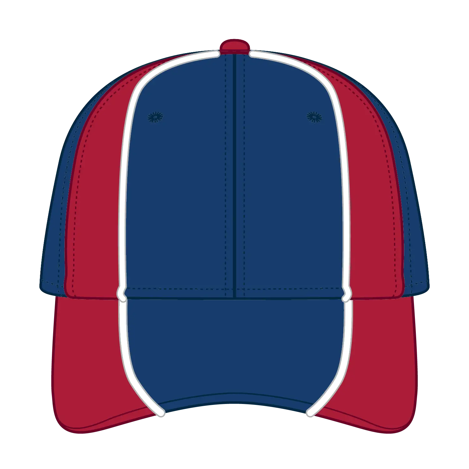 OTTO 19-701 6 Panel Low Profile Baseball Cap - Ryl/Red/Wht - Ryl/Red/Wht / 6 1/2’’ - 7 5/8’’