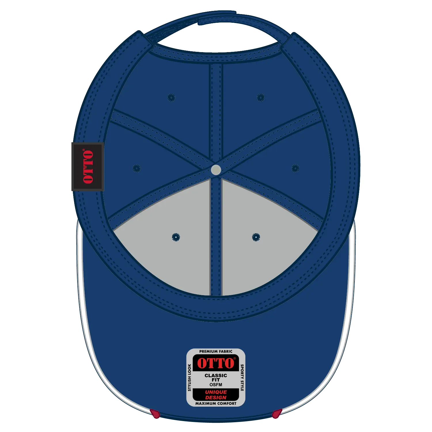 OTTO 19-701 6 Panel Low Profile Baseball Cap - Ryl/Wht/Red - Ryl/Wht/Red / 6 1/2’’ - 7 5/8’’