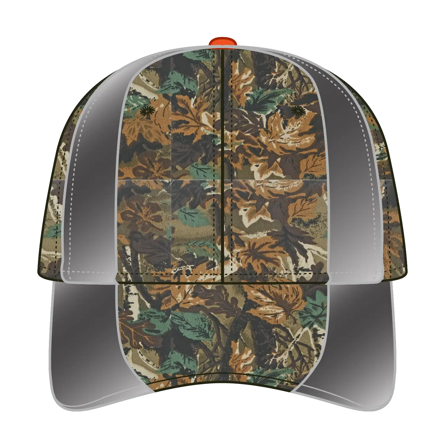 OTTO 19-701 Camouflage 6 Panel Low Profile Baseball Cap - Lt.Lod/Brn/Kly/N.Org - Lt.Lod/Brn/Kly/N.Org / 6 1/2’’ - 7