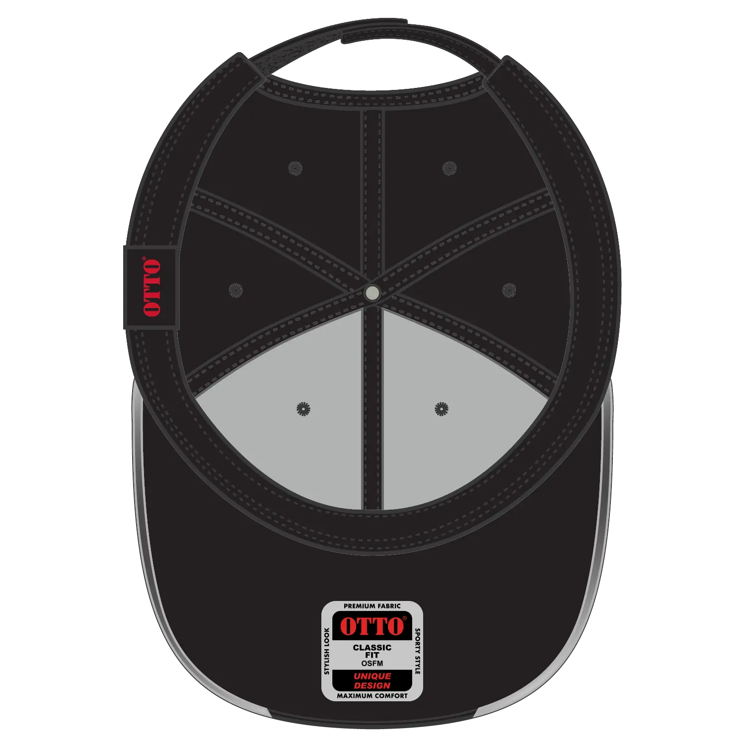 OTTO 19-701 Neon 6 Panel Low Profile Baseball Cap - Blk/Ref.Gry - Blk/Ref.Gry / 6 1/2’’ - 7 5/8’’