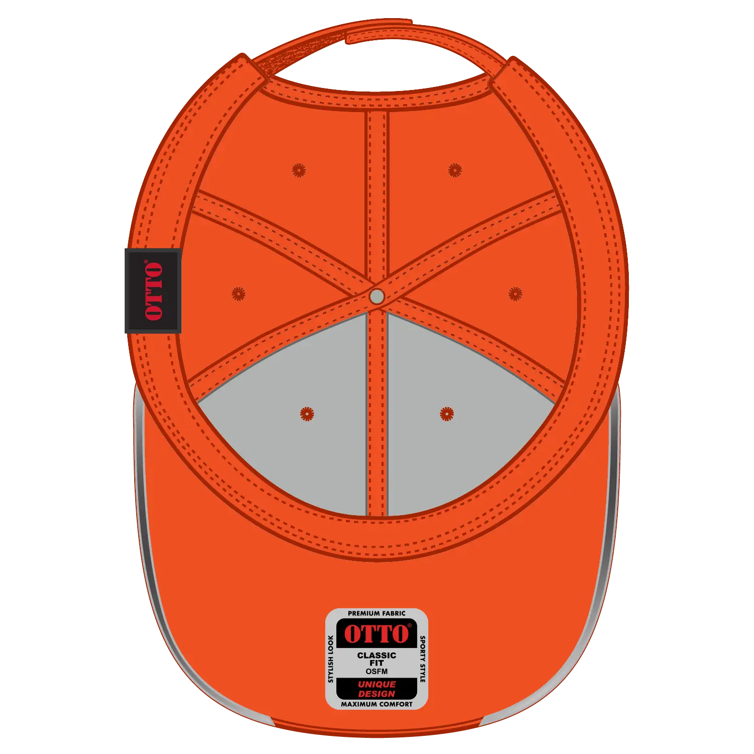 OTTO 19-701 Neon 6 Panel Low Profile Baseball Cap - N.Org/Ref.Gry - N.Org/Ref.Gry / 6 1/2’’ - 7 5/8’’