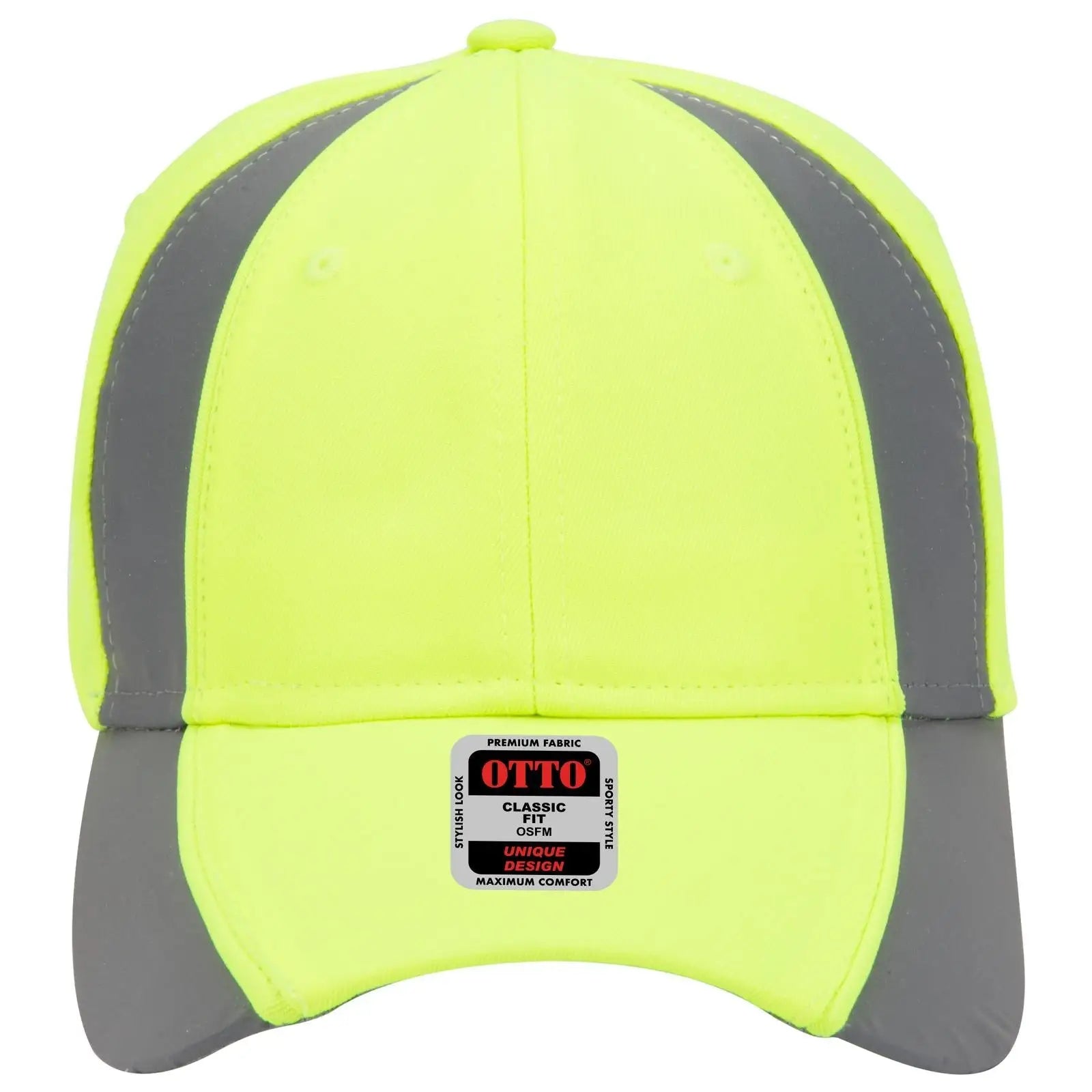 OTTO 19-701 Neon 6 Panel Low Profile Baseball Cap - N.Yel/Ref.Gry - N.Yel/Ref.Gry / 6 1/2’’ - 7 5/8’’