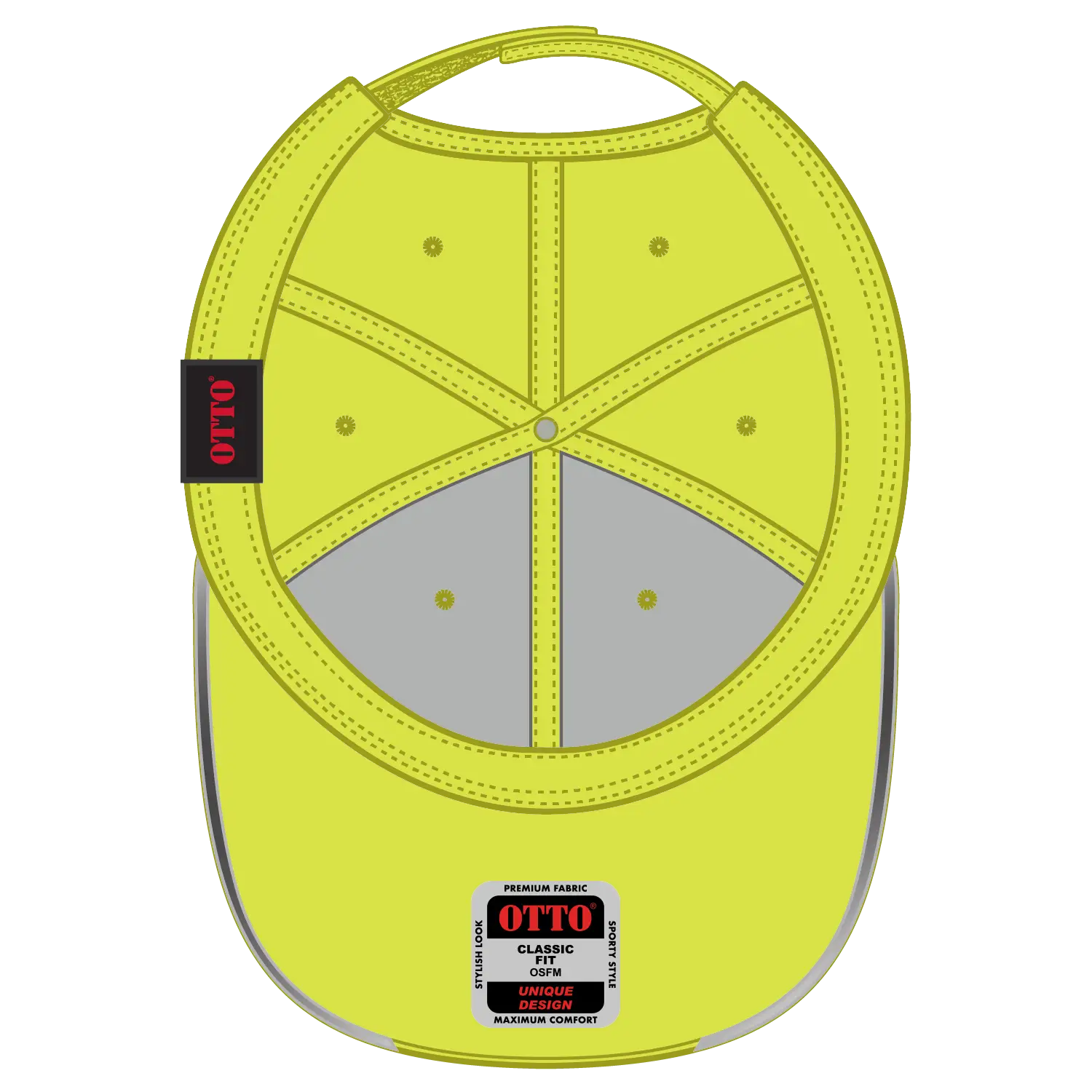 OTTO 19-701 Neon 6 Panel Low Profile Baseball Cap - N.Yel/Ref.Gry - N.Yel/Ref.Gry / 6 1/2’’ - 7 5/8’’