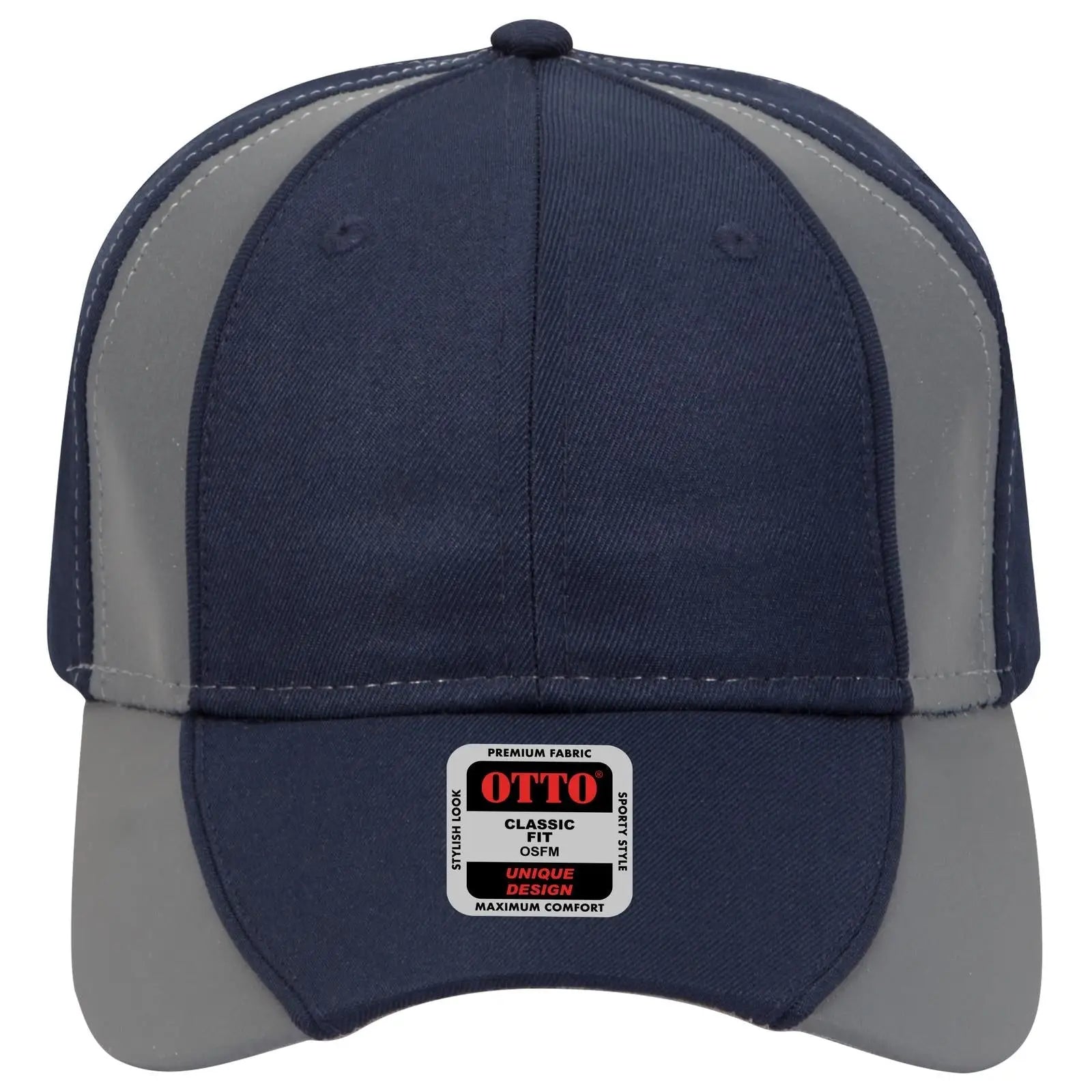 OTTO 19-701 Neon 6 Panel Low Profile Baseball Cap - Nvy/Ref.Gry - Nvy/Ref.Gry / 6 1/2’’ - 7 5/8’’
