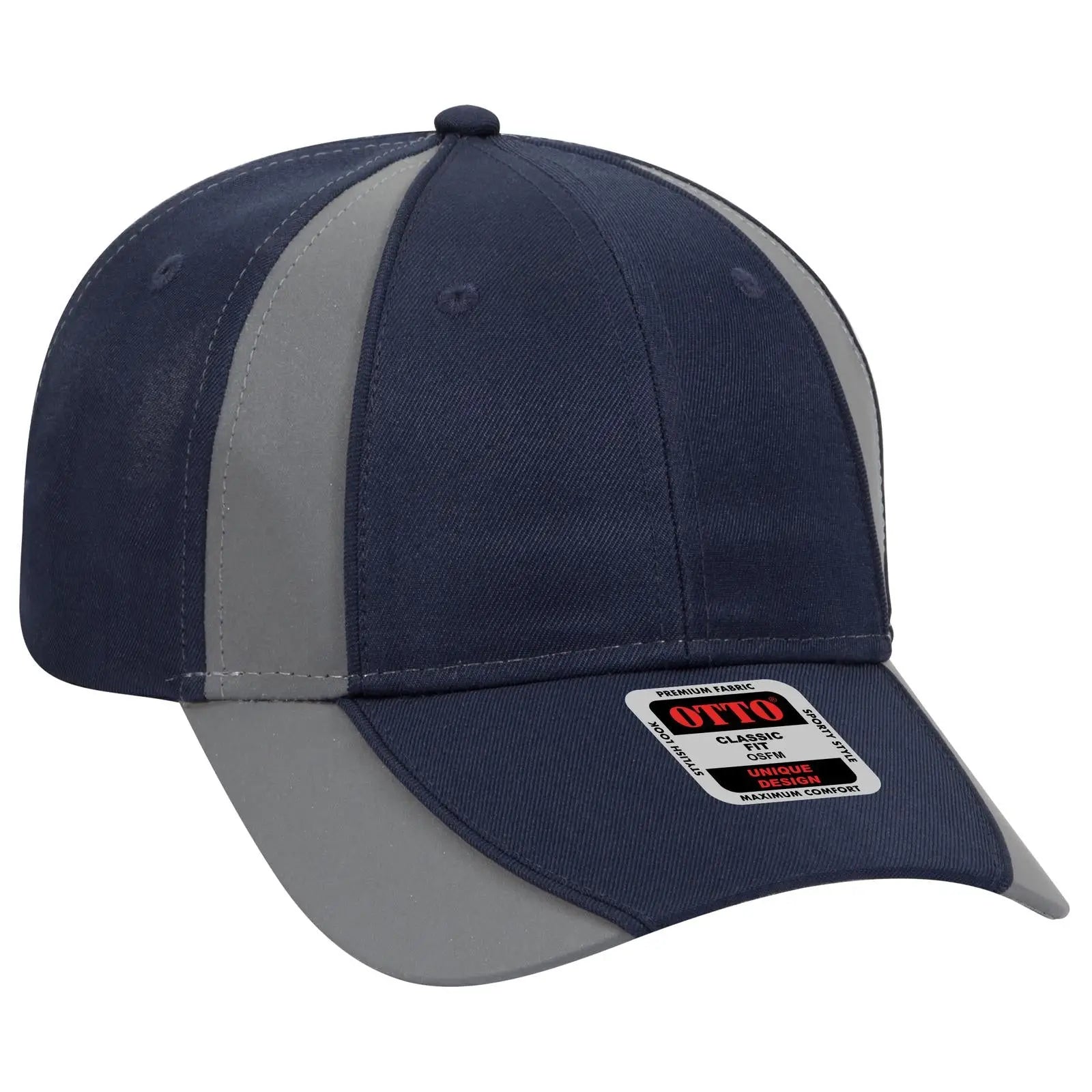 OTTO 19-701 Neon 6 Panel Low Profile Baseball Cap - Nvy/Ref.Gry - Nvy/Ref.Gry / 6 1/2’’ - 7 5/8’’