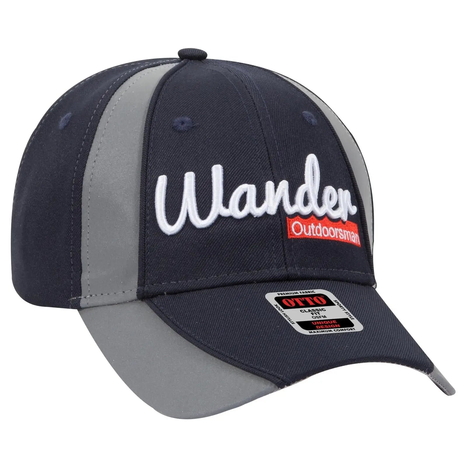 OTTO 19-701 Neon 6 Panel Low Profile Baseball Cap - Nvy/Ref.Gry - Nvy/Ref.Gry / 6 1/2’’ - 7 5/8’’