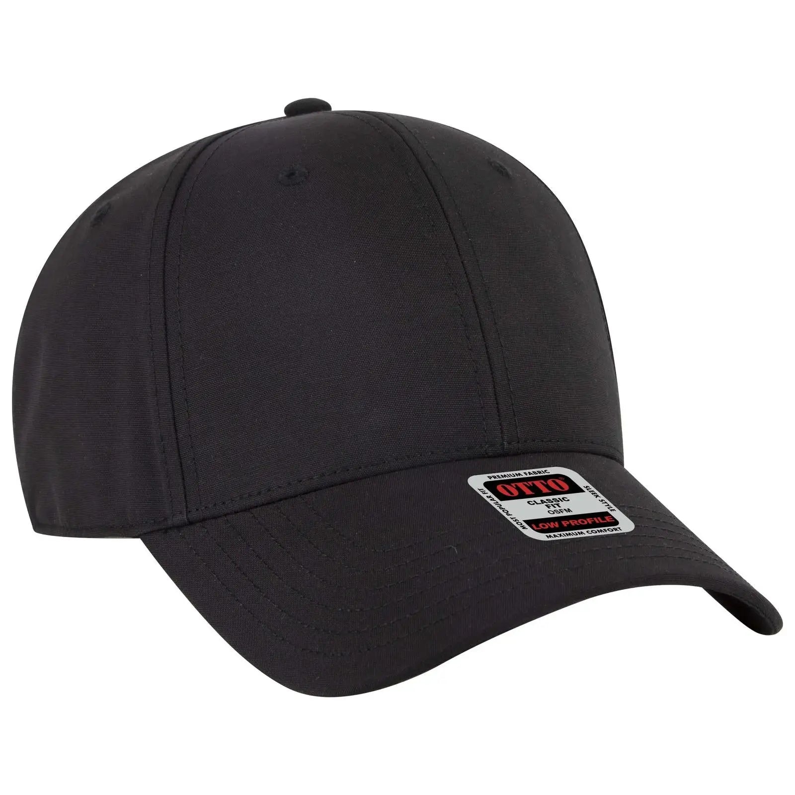 OTTO 19-768 6 Panel Low Profile Baseball Cap - Black - Black / 6 1/2’’ - 7 5/8’’