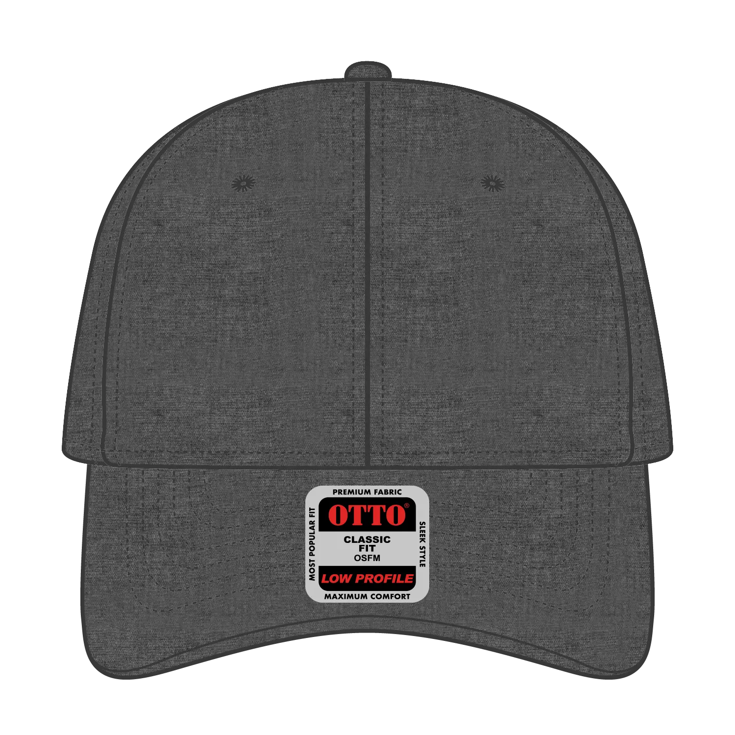 OTTO 19-768 6 Panel Low Profile Baseball Cap - Black - Black / 6 1/2’’ - 7 5/8’’