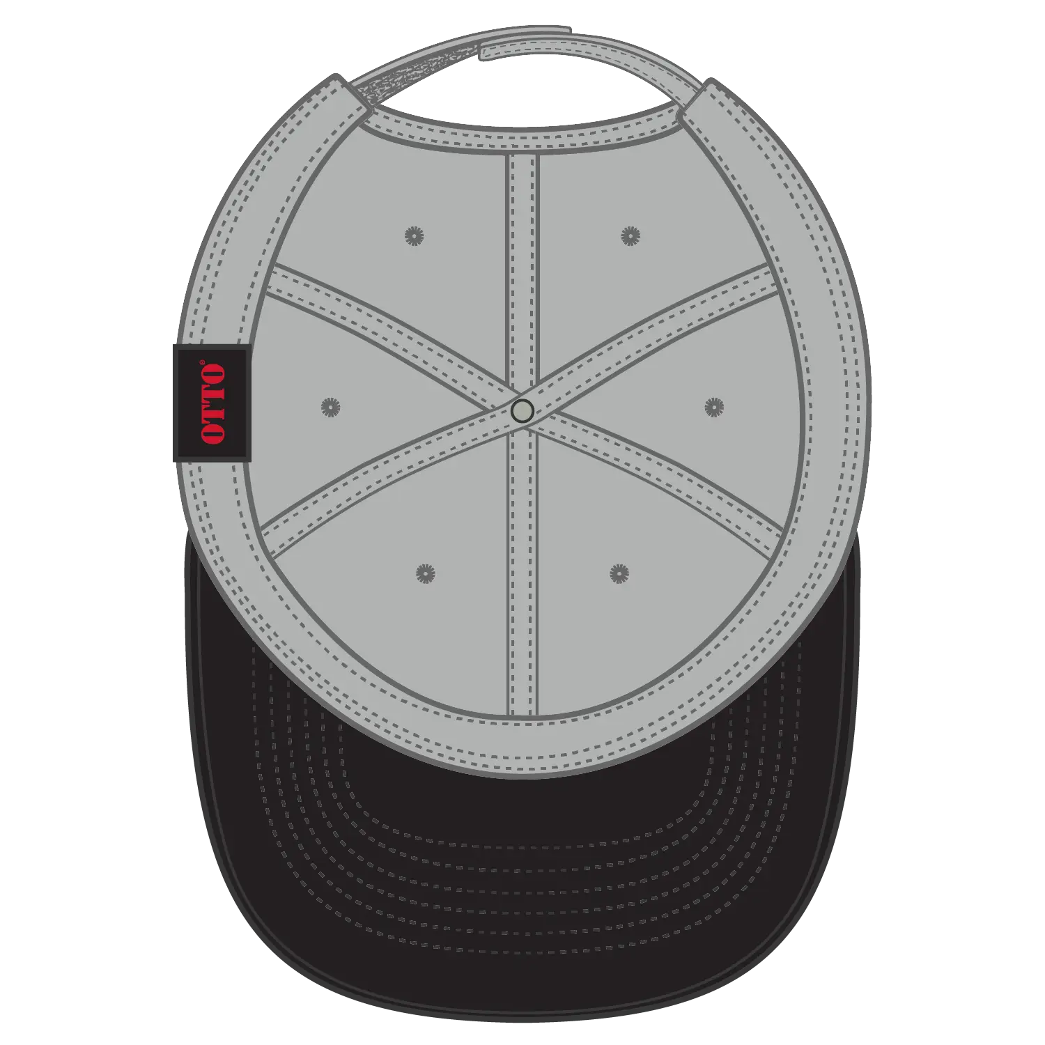 OTTO 19-768 6 Panel Low Profile Baseball Cap - Blk/Gry/Gry - Blk/Gry/Gry / 6 1/2’’ - 7 5/8’’