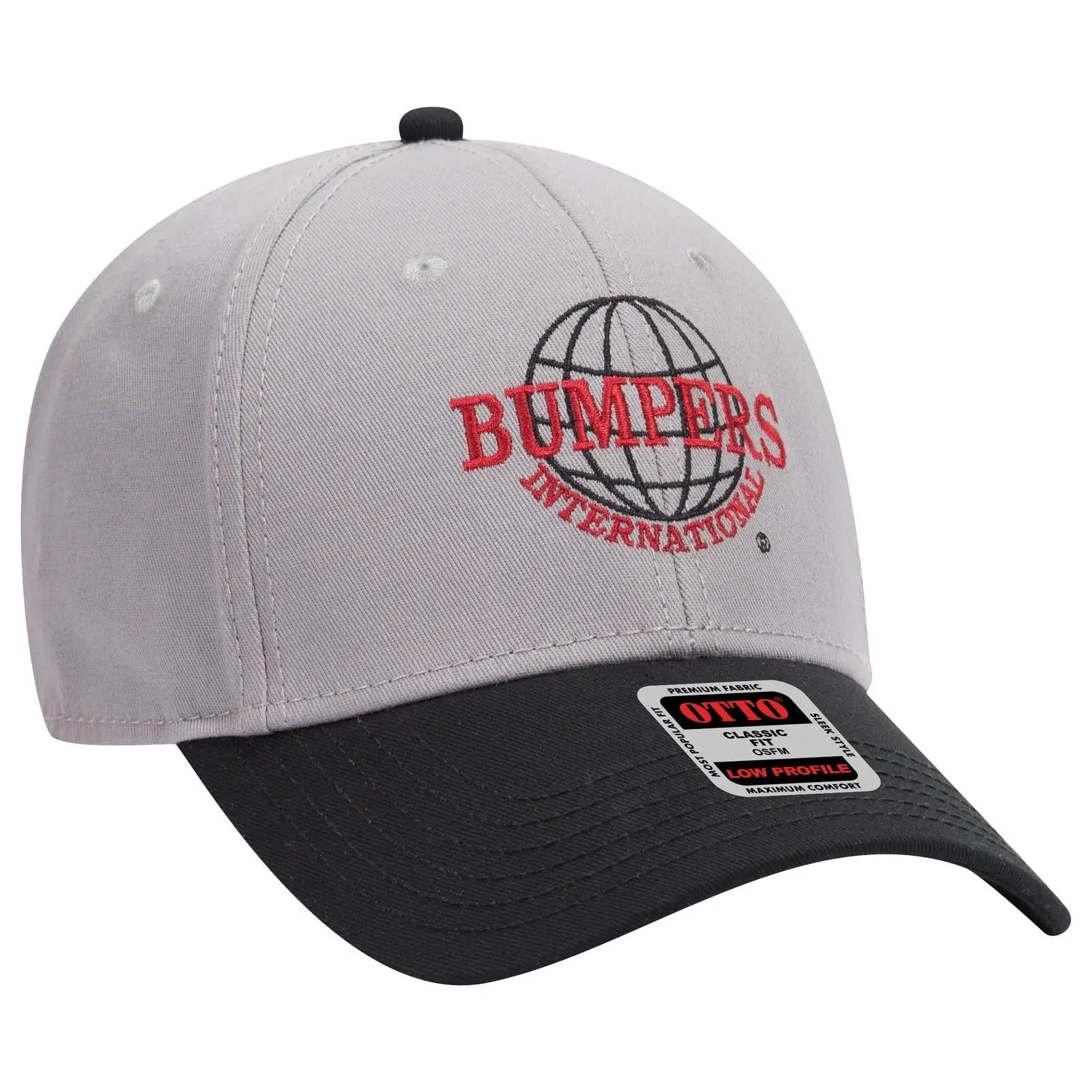 OTTO 19-768 6 Panel Low Profile Baseball Cap - Blk/Gry/Gry - Blk/Gry/Gry / 6 1/2’’ - 7 5/8’’