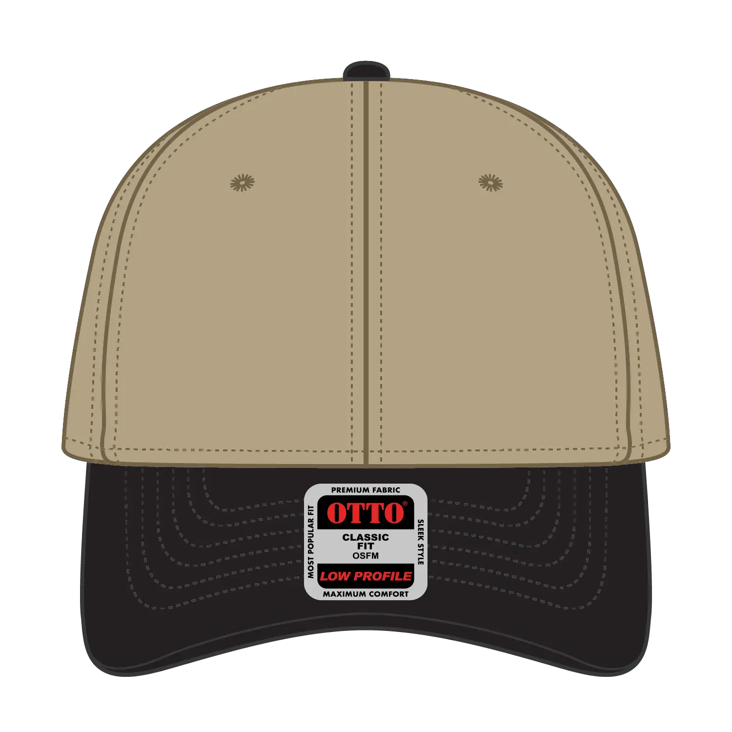 OTTO 19-768 6 Panel Low Profile Baseball Cap - Blk/Kha/Kha - Blk/Kha/Kha / 6 1/2’’ - 7 5/8’’