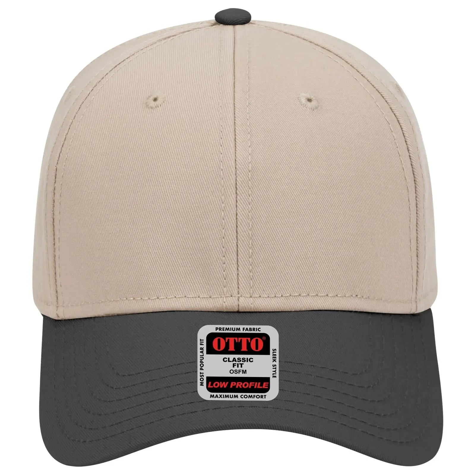 OTTO 19-768 6 Panel Low Profile Baseball Cap - Blk/Kha/Kha - Blk/Kha/Kha / 6 1/2’’ - 7 5/8’’